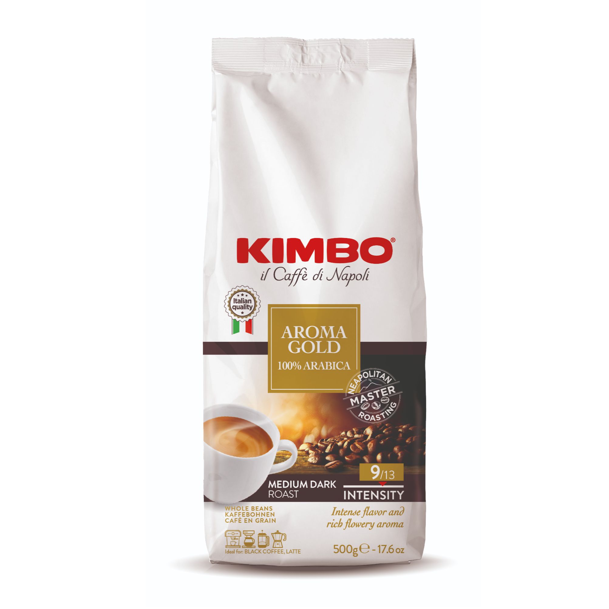 Кимбо, Кафе на зърна Арома голд 100% арабика, 500гр