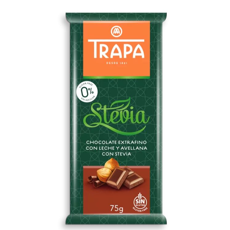 Trapa, Шоколад млечен с лешници без захар, 75гр