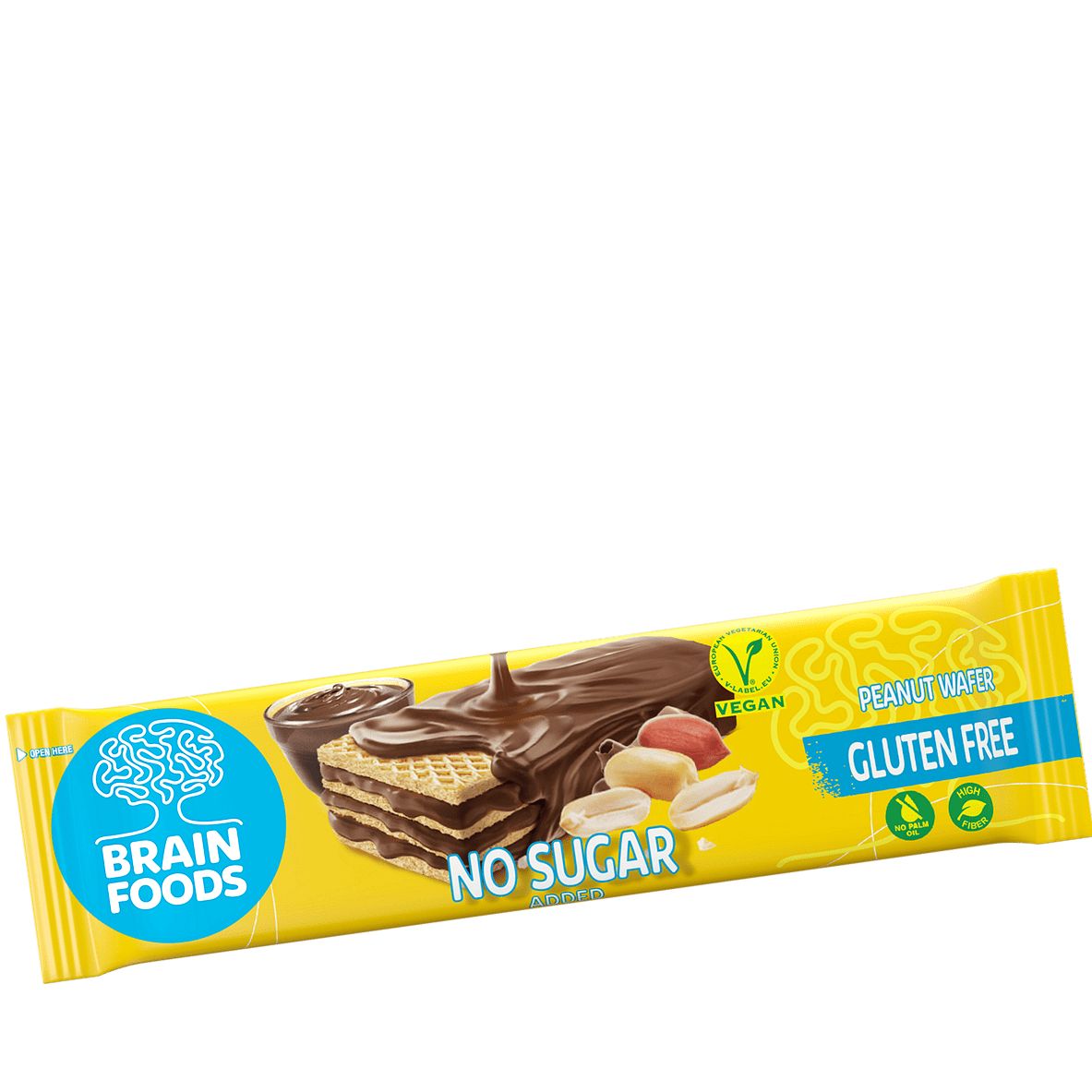 Brain Foods, Веган вафла с фъстъци без захар, 40гр